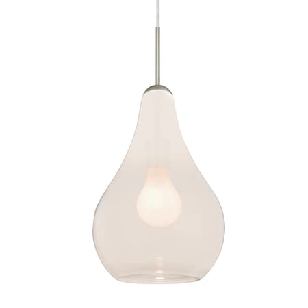 Besa Lighting Leon Cord Pendant, Milky White, Satin Nickel Finish, 1x60W Medium base 1JT-LEONMW-SN